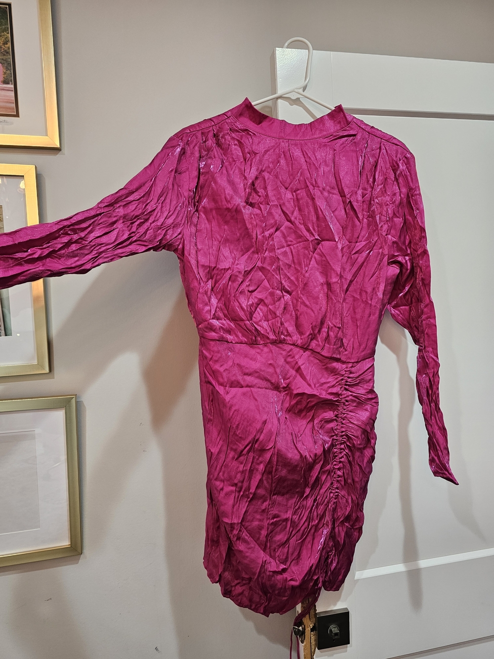 Finders Keepers Vibrant Magenta Ruched Mini Dress